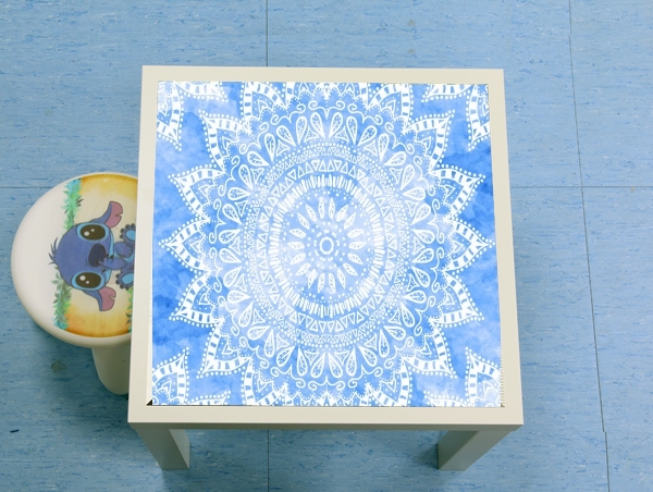table d'appoint Bohemian Flower Mandala in Blue